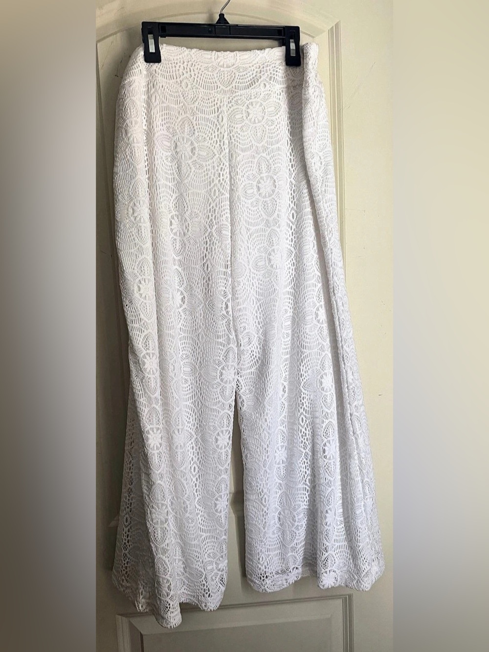 Cato White Floral Lace Wide Leg Pants coastal beachy summer tropical resort